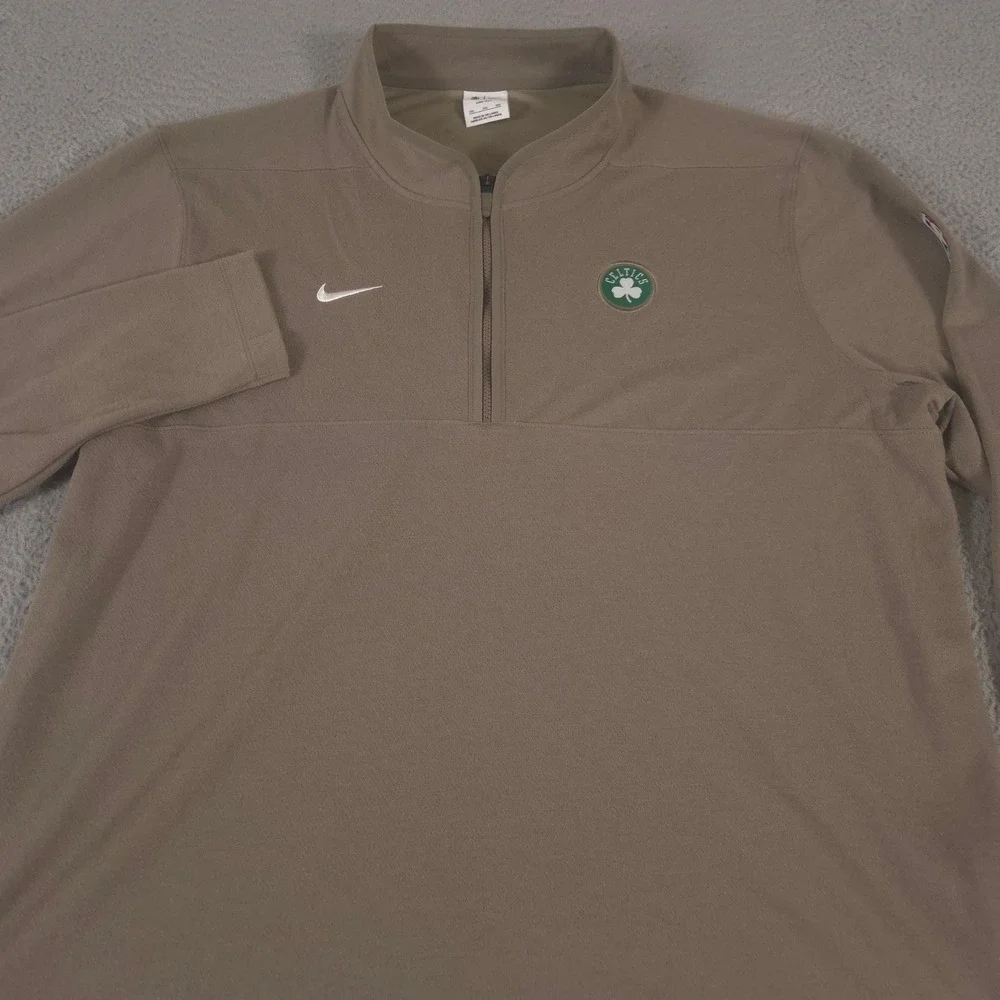 Nike Pullover Mens 3XL Brown Boston Celtics NBA Dri-FIT 1/4 Zip Embroidered Logo